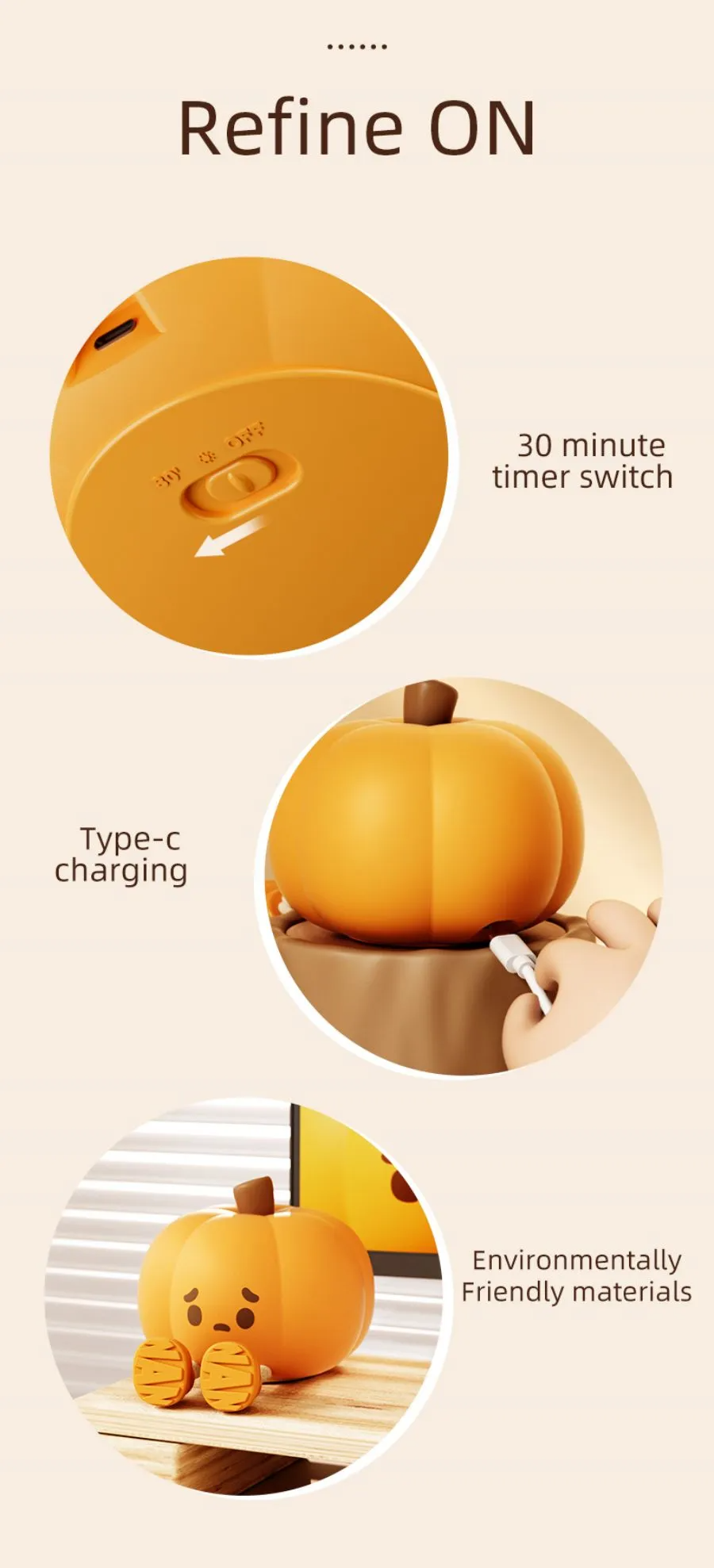 Silicone Pumpkin Night Light
