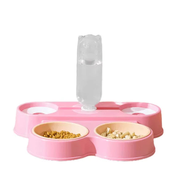 Dual Pet Feeding Bowl with Water Dispenser