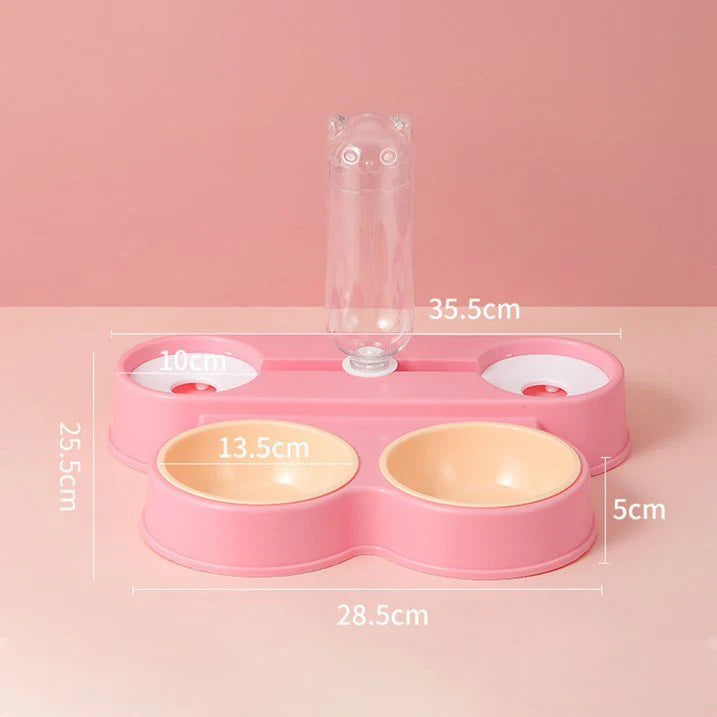 Dual Pet Feeding Bowl with Water Dispenser