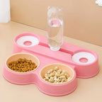 Dual Pet Feeding Bowl with Water Dispenser