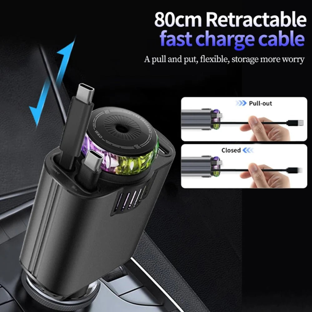 5-in-1 Starlight Car Charger | RGB Light & Perfume Diffuser