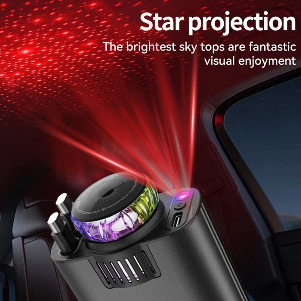 5-in-1 Starlight Car Charger | RGB Light & Perfume Diffuser