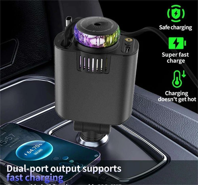 5-in-1 Starlight Car Charger | RGB Light & Perfume Diffuser